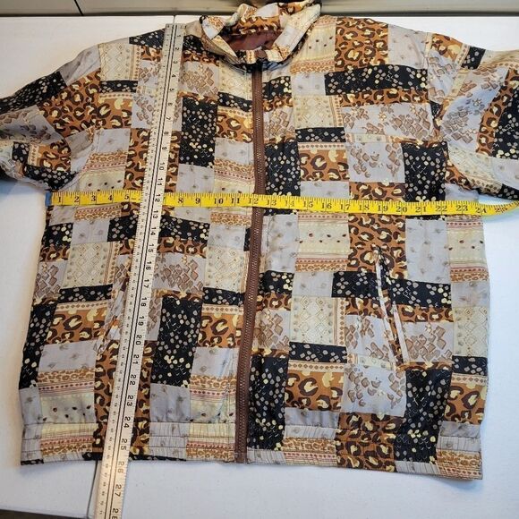 Xposure Silk Vintage Bomber Jacket Mixed Print Leopard Patchwork Women's Medium - Picture 6 of 8